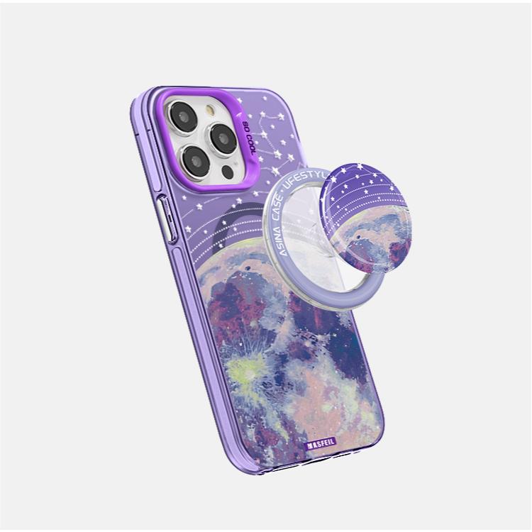 MagSafe Phone Case for iphone 16 Pro Case for iphone 15 Shockproof iphone 14 Cover Purple Planet