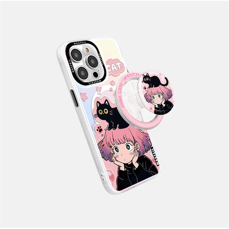 Cat and Girl MagSafe Phone Case for iphone 16 Pro Case for iphone 15 Shockproof iphone 14 Cover