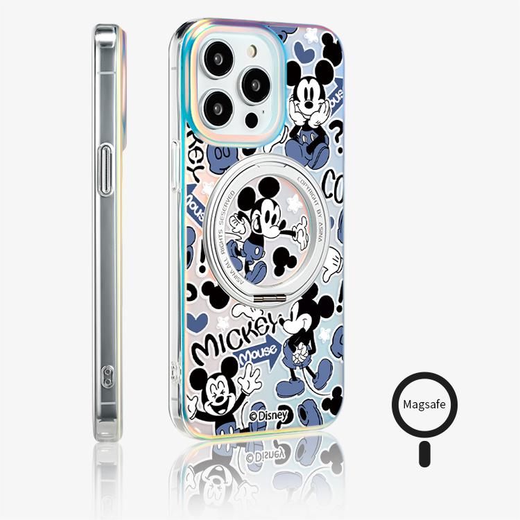 Mickey iPhone 16 Pro Case with 360° Upgraded Rotatable Magnetic Stand for iphone 15 Slim case with Kickstand