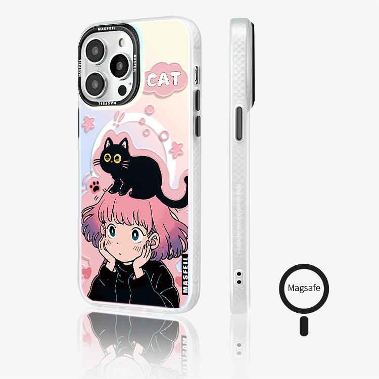 Cat and Girl MagSafe Phone Case for iphone 16 Pro Case for iphone 15 Shockproof iphone 14 Cover