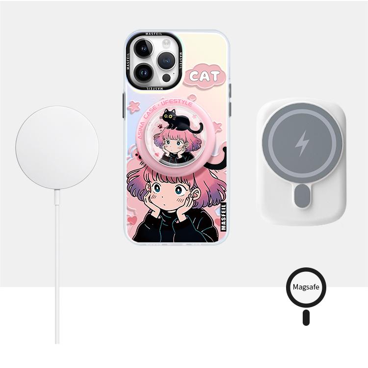 Cat and Girl MagSafe Phone Case for iphone 16 Pro Case for iphone 15 Shockproof iphone 14 Cover