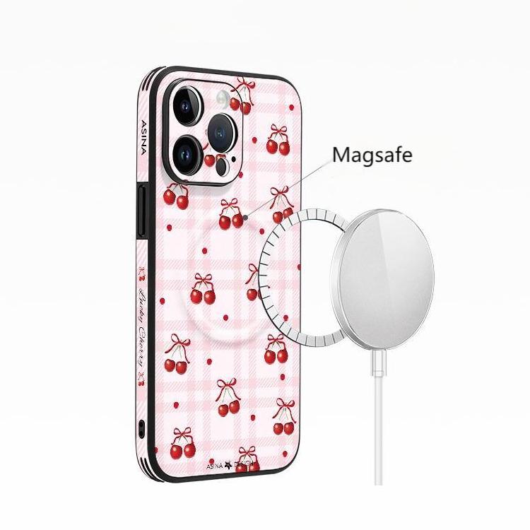 Leather Skin Magsafe iPhone 16 Pro Max Case with Grip for iphone 15 Slim case iphone 14 Case Cherry