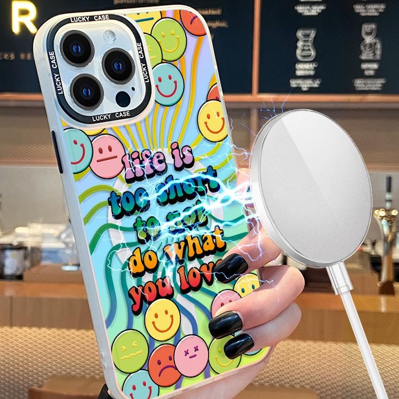 MagSafe Phone Case for iphone 16 Pro Case for iphone 15 Shockproof iphone 14 Colorful Smile