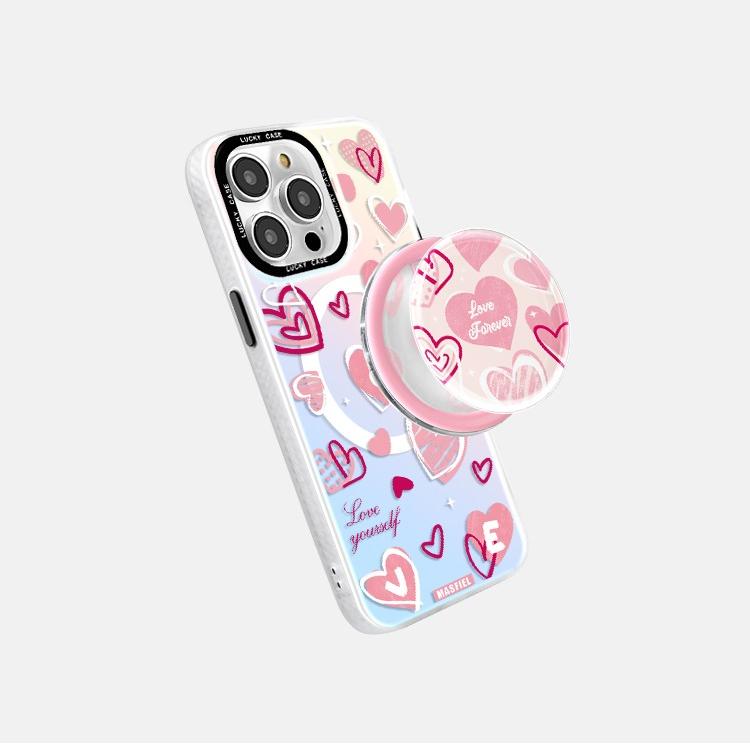 MagSafe Phone Case for iphone 16 Pro Case for iphone 15 Shockproof iphone 14 Cover Pink Heart