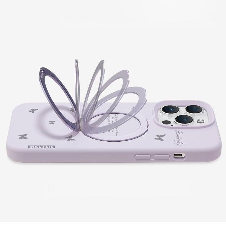 Butterfly Liquid Silicone MagSafe Phone Case with Grip for iphone 16 iphone 15 Pro case for iphone 14