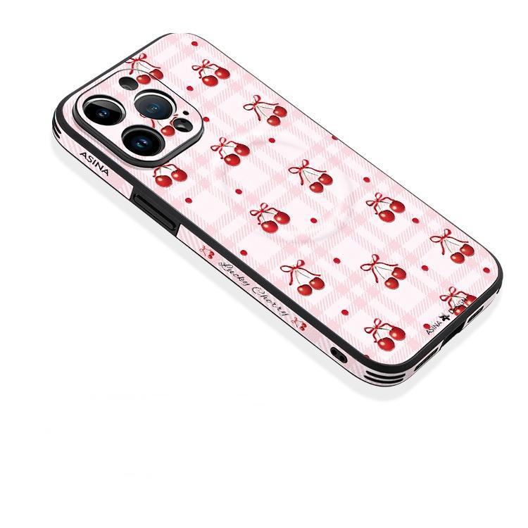 Leather Skin Magsafe iPhone 16 Pro Max Case with Grip for iphone 15 Slim case iphone 14 Case Cherry