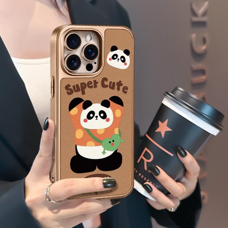 Lucky Panda MagSafe Phone Case Grip for iphone 16 iphone 15 Pro Leather case for iphone 14