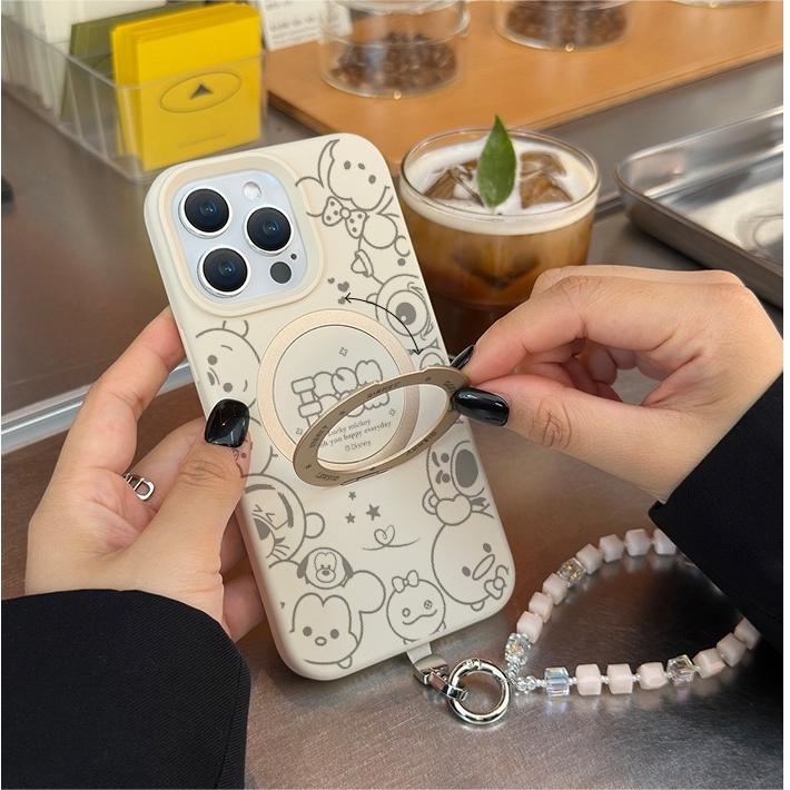 Cute Mouse MagSafe Phone Case Grip with Strap for iphone 16 iphone 15 Pro case for iphone 14