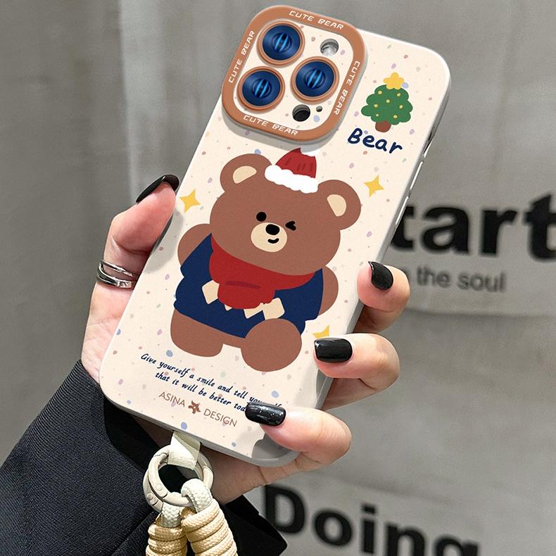 Cute Bear Liquid Silicone iPhone Case iphone 16 Case for iphone 15 Pro iphone 14