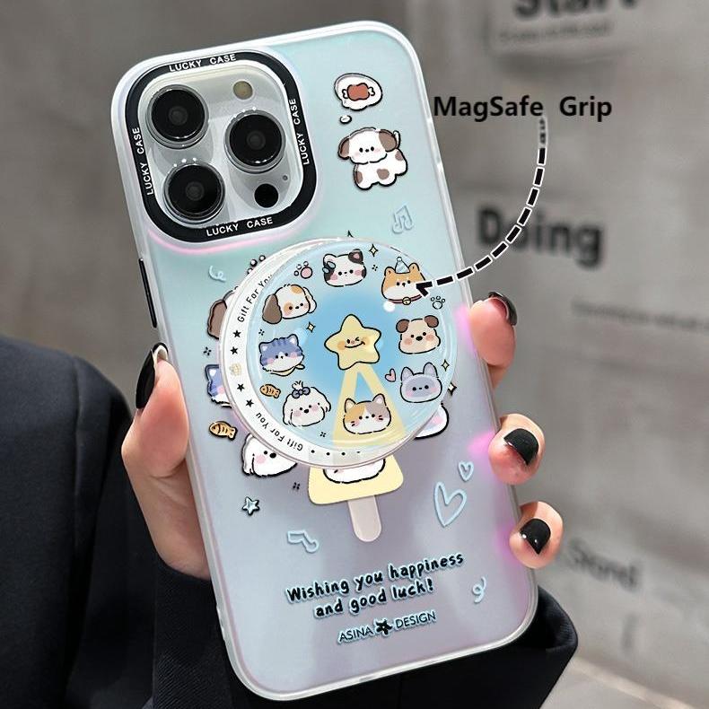 MagSafe Phone Case for iphone 16 Pro Case for iphone 15 Shockproof iphone 14 Cover Animal Clock