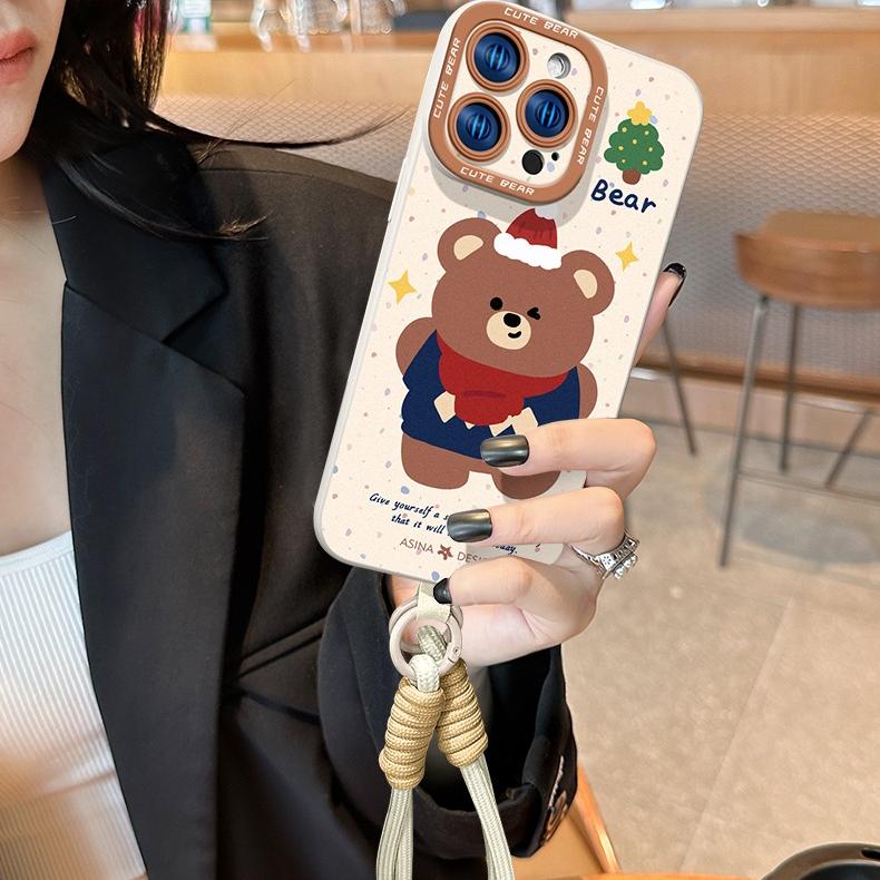 Cute Bear Liquid Silicone iPhone Case iphone 16 Case for iphone 15 Pro iphone 14