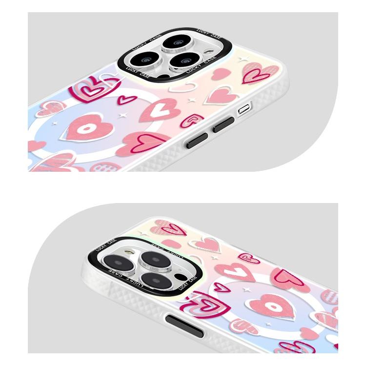 MagSafe Phone Case for iphone 16 Pro Case for iphone 15 Shockproof iphone 14 Cover Pink Heart