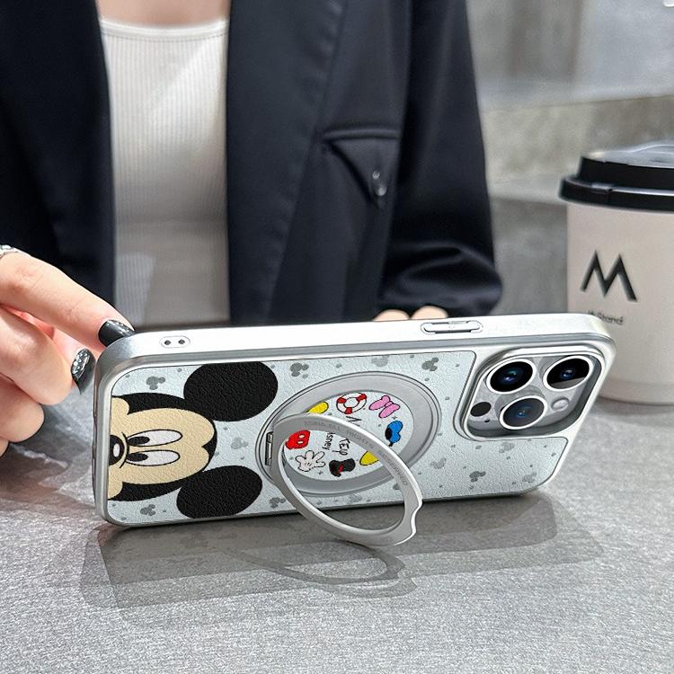 Minnie & Mickey MagSafe Phone Case Grip for iphone 16 iphone 15 Pro Leather case for iphone 14