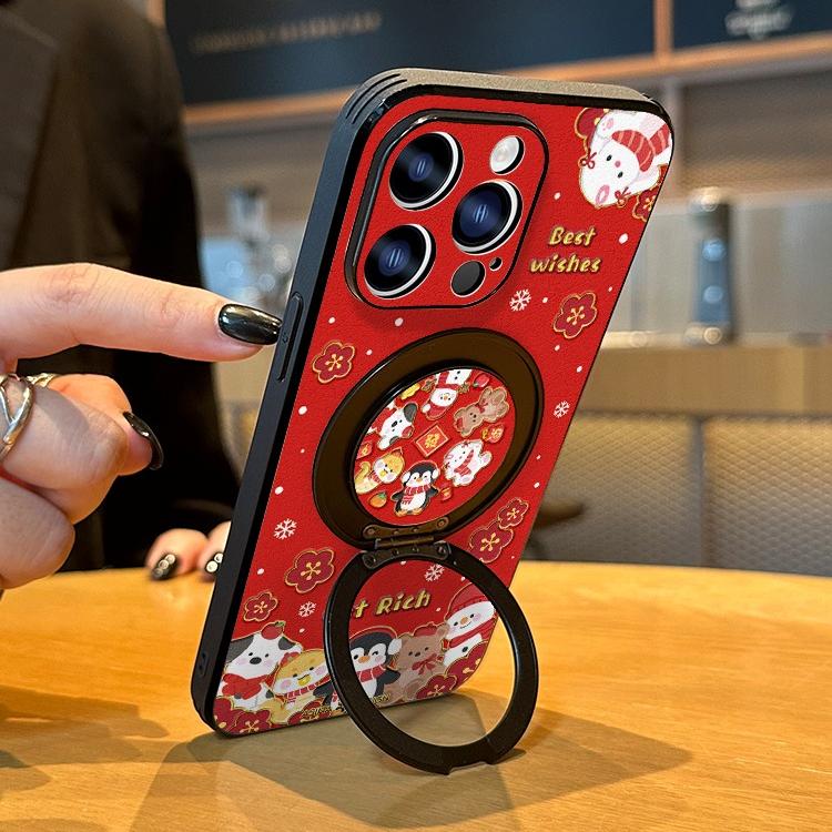 New Year Animal iPhone 16 Pro Case with 360° Upgraded Rotatable Magnetic Stand for iphone 15 Slim case