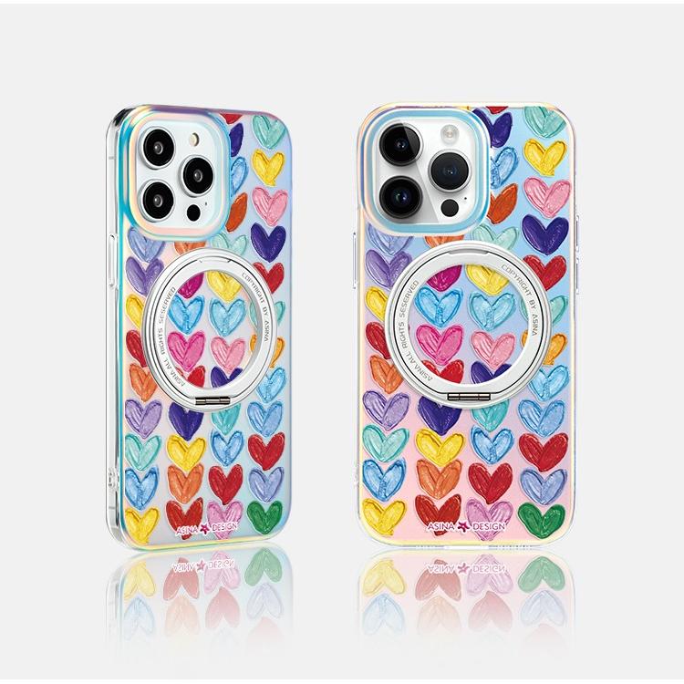 Heart iPhone 16 Pro Case with 360° Upgraded Rotatable Magnetic Stand for iphone 15 Slim case with Kickstand