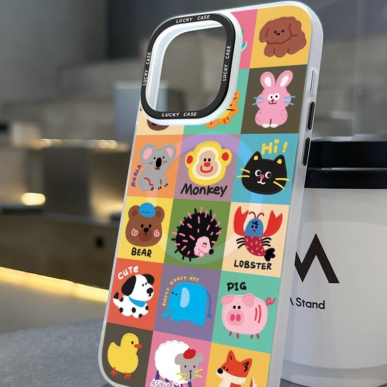 Colorful Animal MagSafe Phone Case for iphone 16 Pro Case for iphone 15 Shockproof iphone 14 Cover