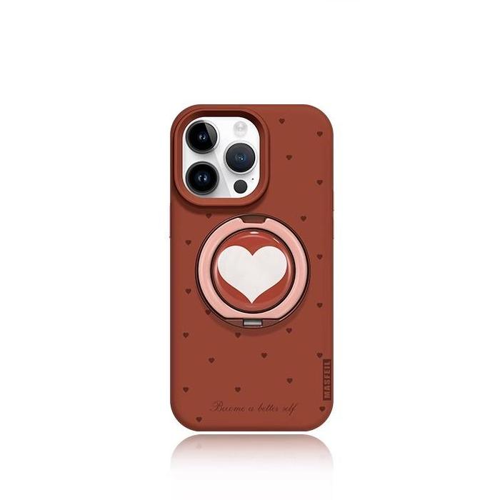 Heart Polka Dots iPhone 16 Pro Case with 360° Upgraded Rotatable Magnetic Stand for iphone 15 Slim case