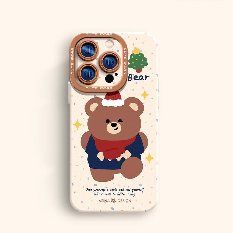 Cute Bear Liquid Silicone iPhone Case iphone 16 Case for iphone 15 Pro iphone 14