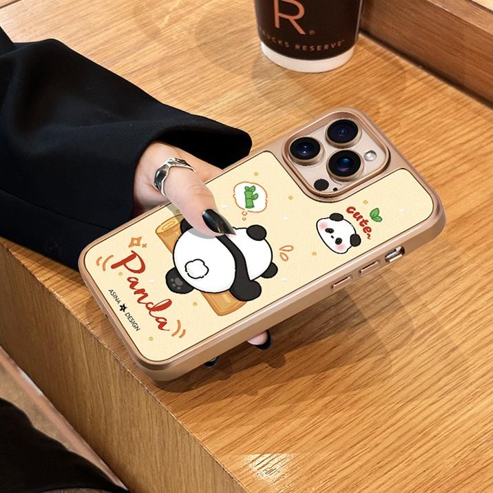 Wrestling Cute Panda MagSafe Phone Case Grip for iphone 16 iphone 15 Pro Leather case for iphone 14