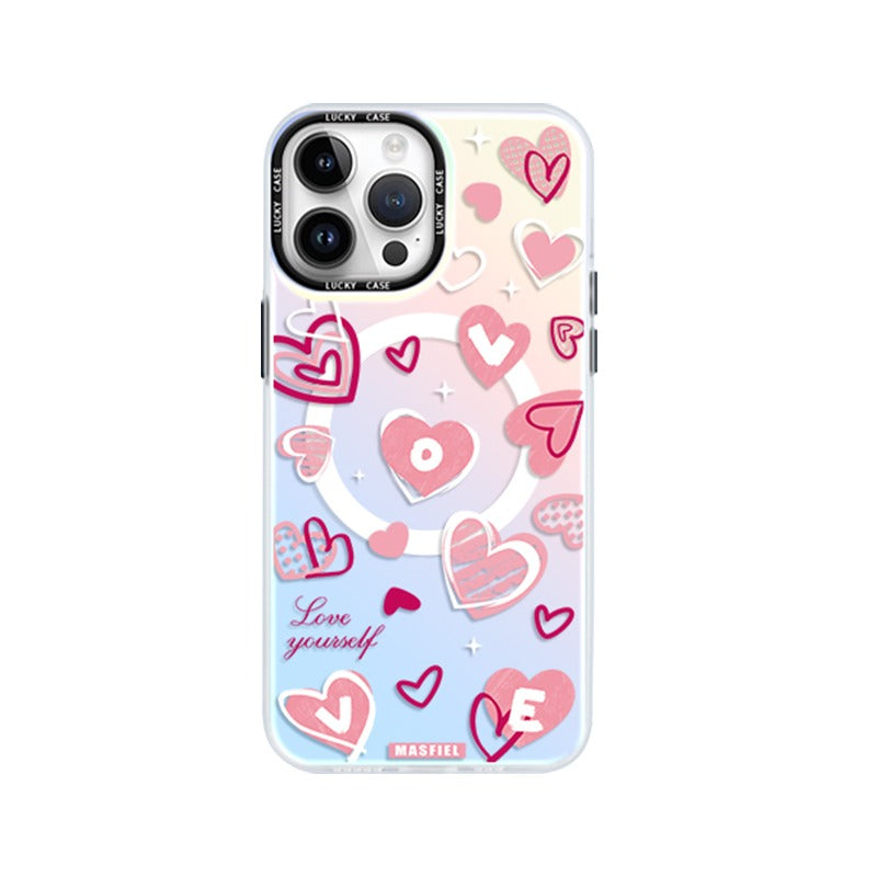 MagSafe Phone Case for iphone 16 Pro Case for iphone 15 Shockproof iphone 14 Cover Pink Heart