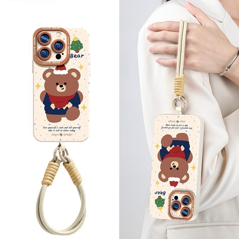 Cute Bear Liquid Silicone iPhone Case iphone 16 Case for iphone 15 Pro iphone 14