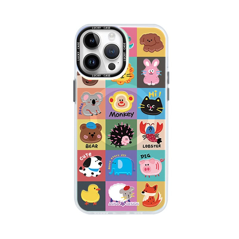 Colorful Animal MagSafe Phone Case for iphone 16 Pro Case for iphone 15 Shockproof iphone 14 Cover