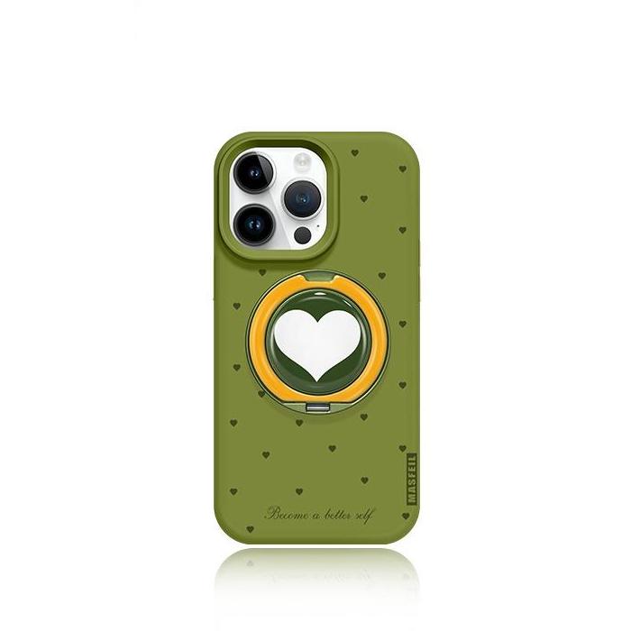 Heart Polka Dots iPhone 16 Pro Case with 360° Upgraded Rotatable Magnetic Stand for iphone 15 Slim case