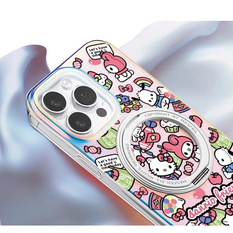 Kitty Friends iPhone 16 Pro Case with 360° Upgraded Rotatable Magnetic Stand for iphone 15 Slim case