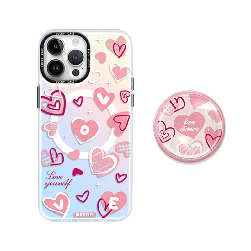 MagSafe Phone Case for iphone 16 Pro Case for iphone 15 Shockproof iphone 14 Cover Pink Heart