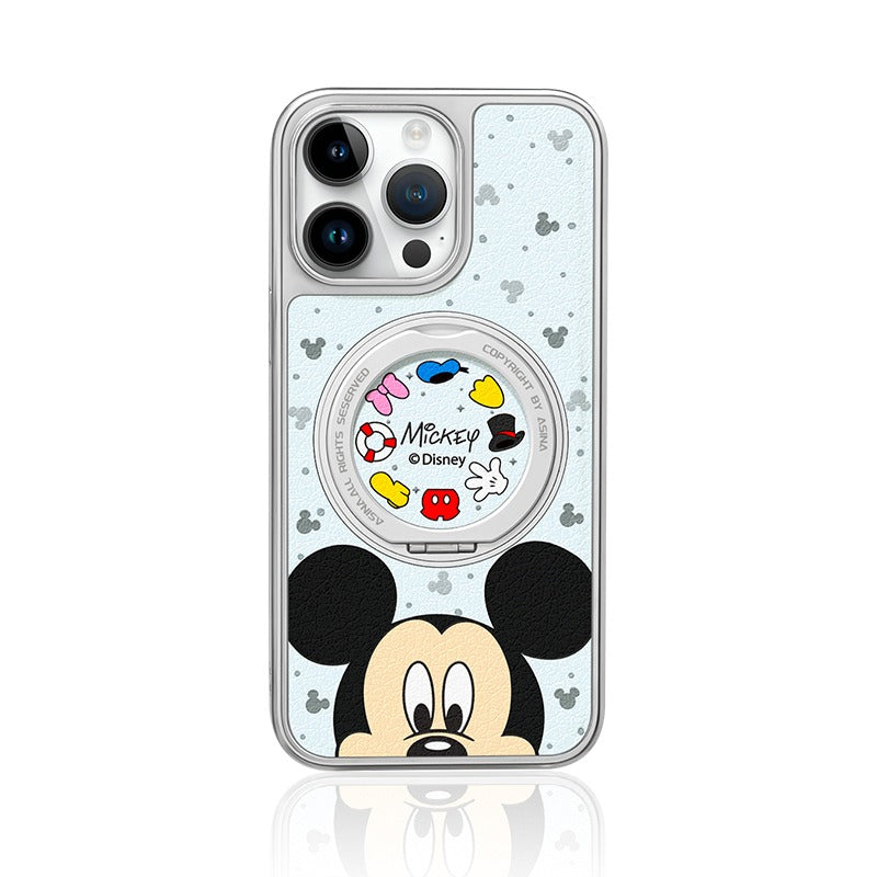 Minnie & Mickey MagSafe Phone Case Grip for iphone 16 iphone 15 Pro Leather case for iphone 14