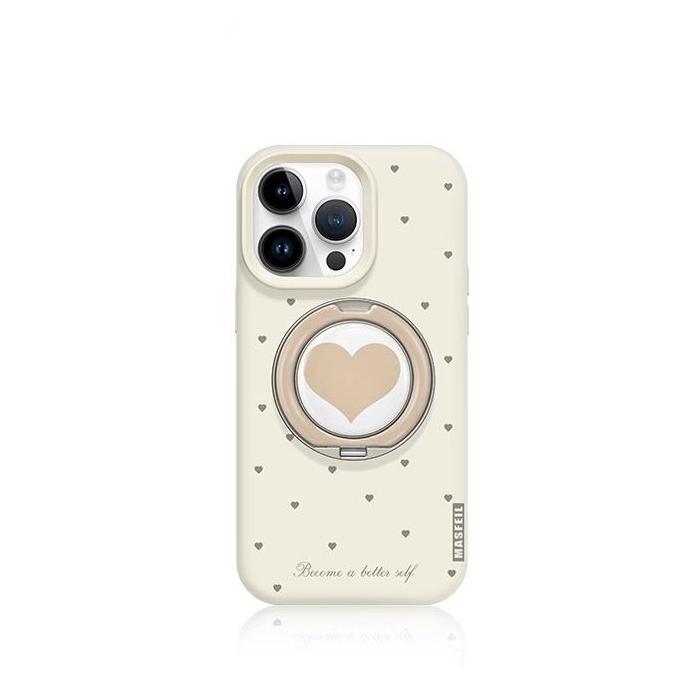 Heart Polka Dots iPhone 16 Pro Case with 360° Upgraded Rotatable Magnetic Stand for iphone 15 Slim case