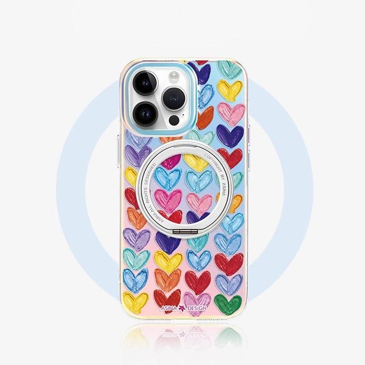 Heart iPhone 16 Pro Case with 360° Upgraded Rotatable Magnetic Stand for iphone 15 Slim case with Kickstand