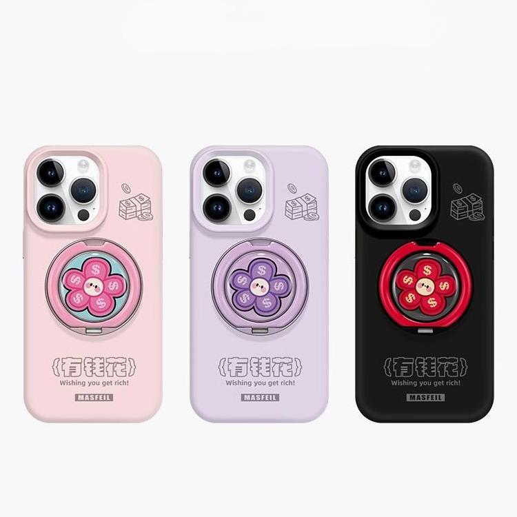 Velvet Touch Liquid Silicone Magnetic Case for iphone 16 Pro Max iphone 15 iphone 14 iphone 13 Flower