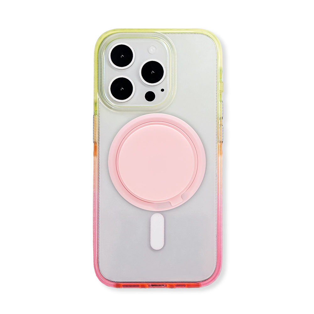 Color Clash Fantasia iphone 16 case MagSafe Phone Case Grip Set for iphone 15 Pro iphone 14 Plus Yellow Pink