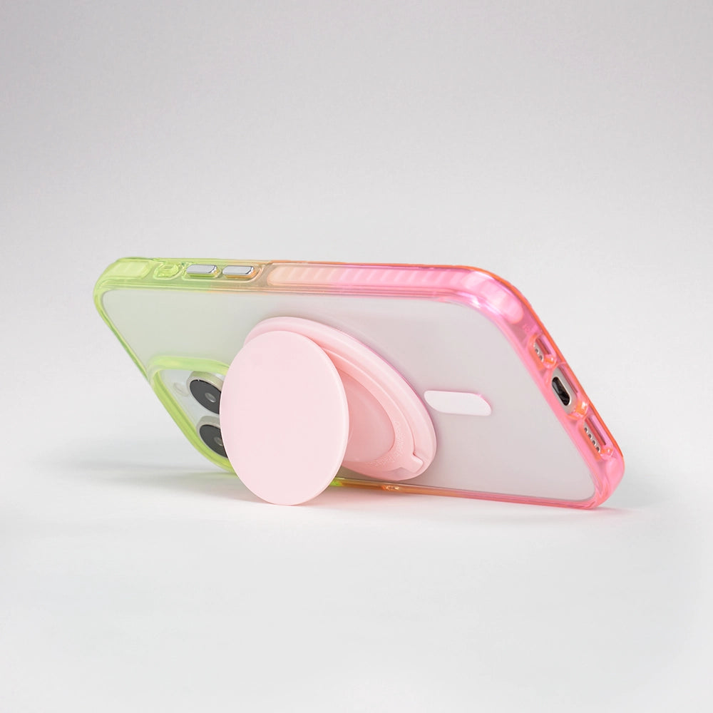 Color Clash Fantasia iphone 16 case MagSafe Phone Case Grip Set for iphone 15 Pro iphone 14 Plus Yellow Pink