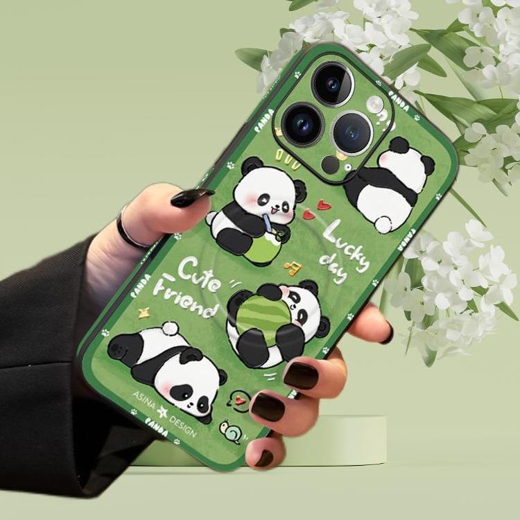 Leather Skin Magsafe iPhone 16 Pro Max Case with Grip for iphone 15 Slim case iphone 14 Case Holder Panda