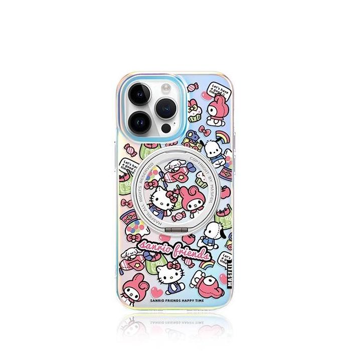 Kitty Friends iPhone 16 Pro Case with 360° Upgraded Rotatable Magnetic Stand for iphone 15 Slim case