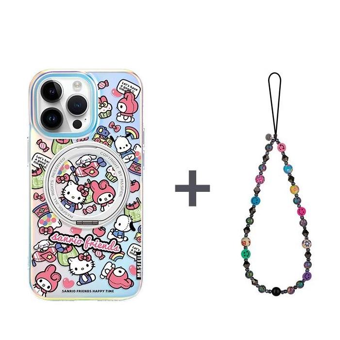 Kitty Friends iPhone 16 Pro Case with 360° Upgraded Rotatable Magnetic Stand for iphone 15 Slim case