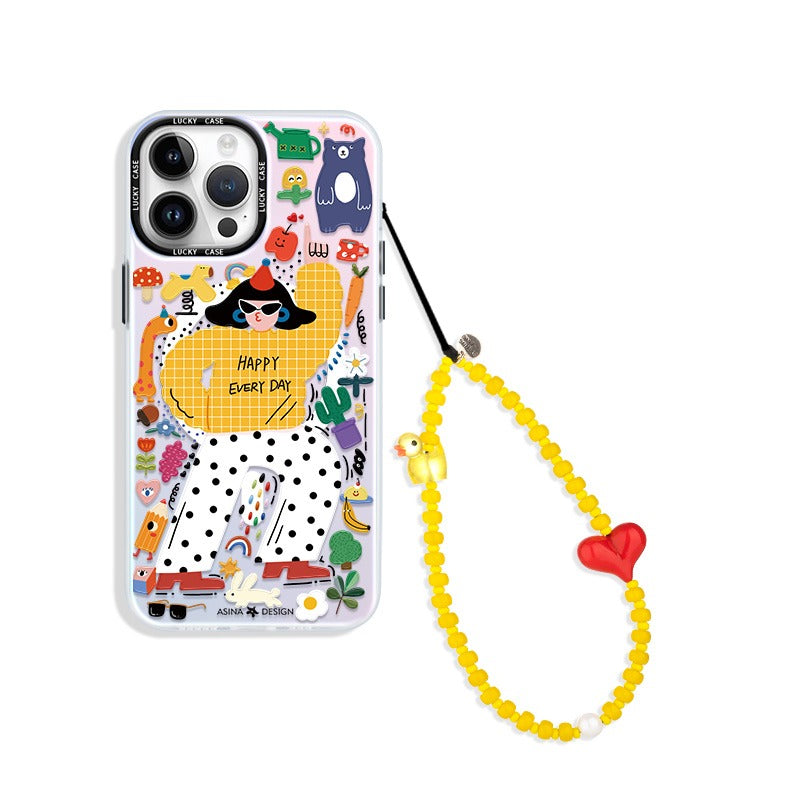 Phone Charm Strap Universal Cell Phone Lanyard Wrist Strap Beaded Phone Chain String Handmade Phone Case Accessories Yellow Duck