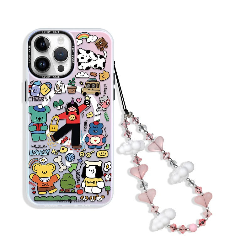 Phone Charm Strap Universal Cell Phone Lanyard Wrist Strap Beaded Phone Chain String Handmade Phone Case Accessories Crystal Heart