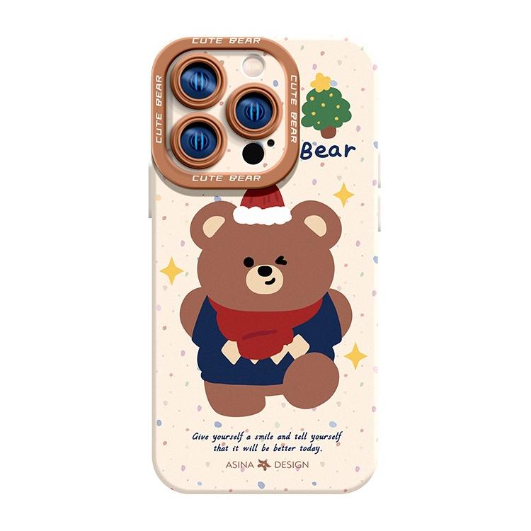 Cute Bear Liquid Silicone iPhone Case iphone 16 Case for iphone 15 Pro iphone 14