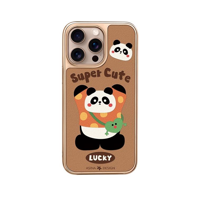 Lucky Panda MagSafe Phone Case Grip for iphone 16 iphone 15 Pro Leather case for iphone 14