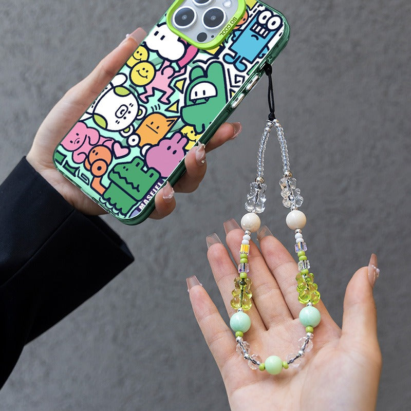 Phone Charm Strap Universal Cell Phone Lanyard Wrist Strap Beaded Phone Chain String Handmade Phone Case Accessories Crystal Bear