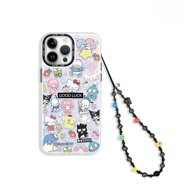 Phone Charm Strap Universal Cell Phone Lanyard Wrist Strap Beaded Phone Chain String Handmade Phone Case Accessories Flower Beads