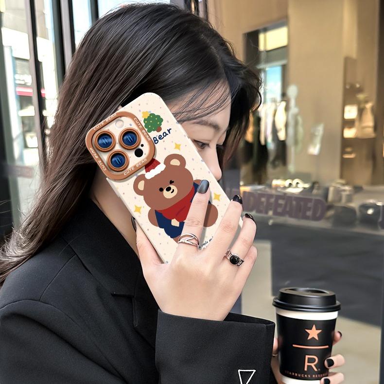 Cute Bear Liquid Silicone iPhone Case iphone 16 Case for iphone 15 Pro iphone 14