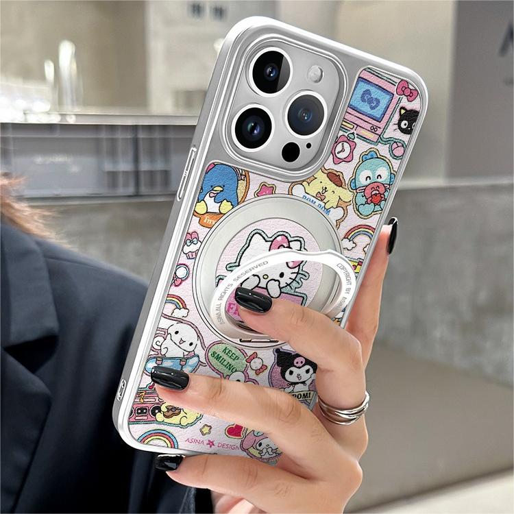 Kitty MagSafe Phone Case Grip for iphone 16 iphone 15 Pro Leather case for iphone 14