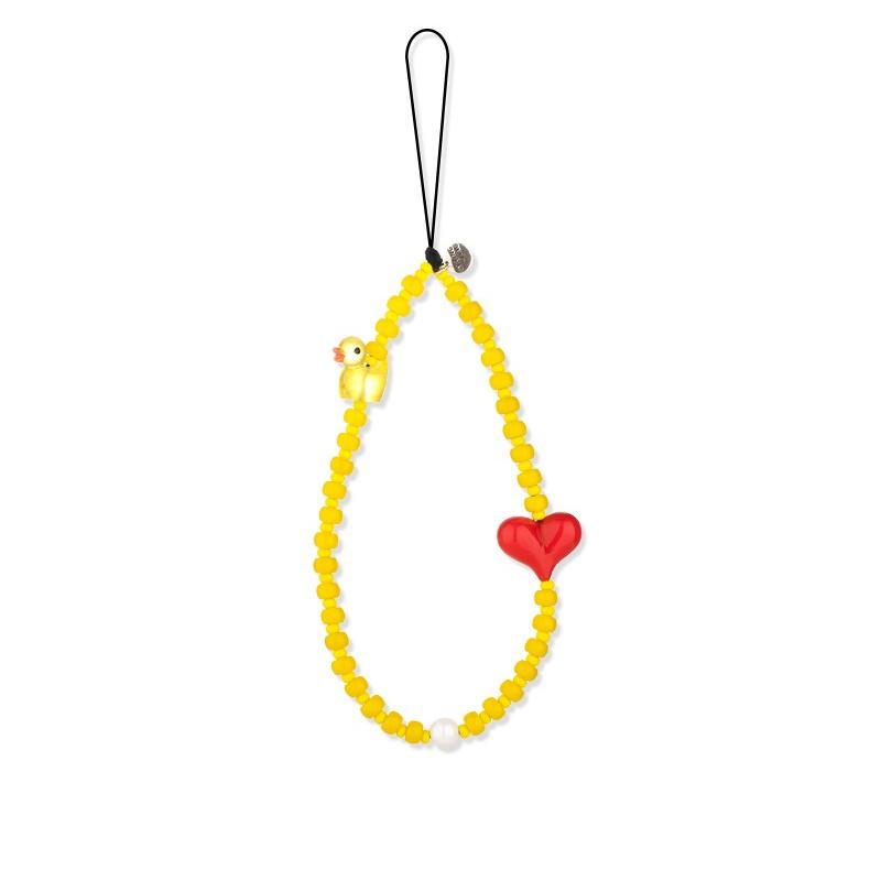 Phone Charm Strap Universal Cell Phone Lanyard Wrist Strap Beaded Phone Chain String Handmade Phone Case Accessories Yellow Duck