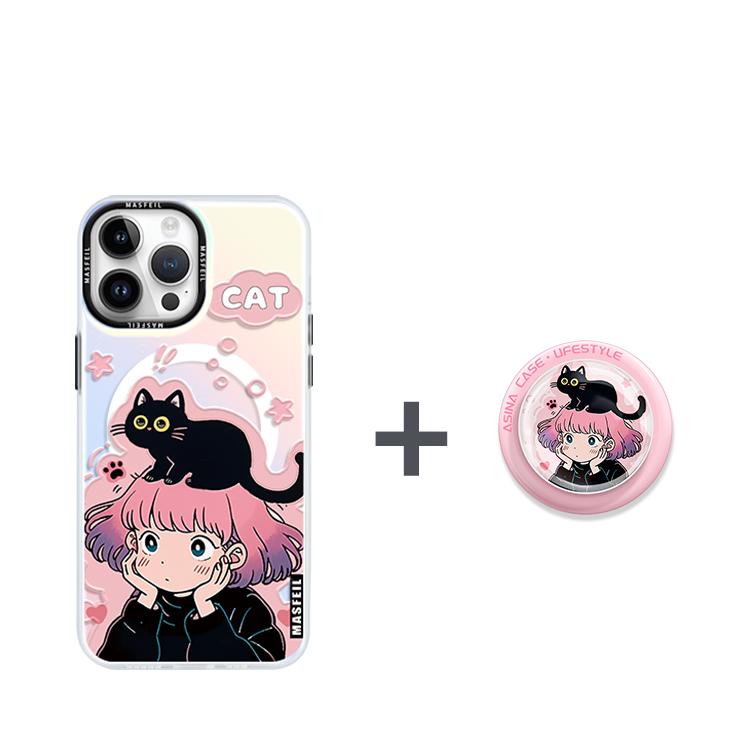 Cat and Girl MagSafe Phone Case for iphone 16 Pro Case for iphone 15 Shockproof iphone 14 Cover