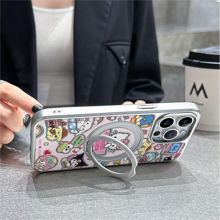 Kitty MagSafe Phone Case Grip for iphone 16 iphone 15 Pro Leather case for iphone 14