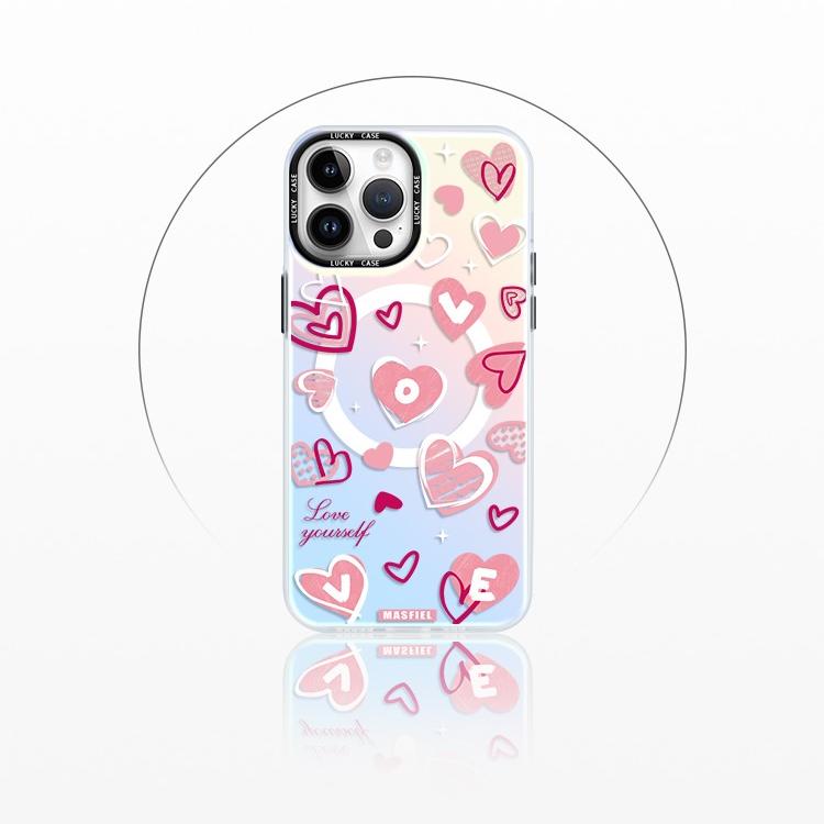 MagSafe Phone Case for iphone 16 Pro Case for iphone 15 Shockproof iphone 14 Cover Pink Heart